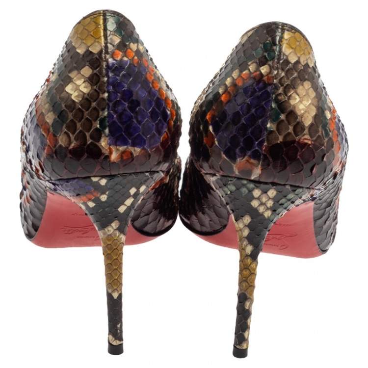 Pre Owned Christian Louboutin Multicolor Python Leather So Kate Pumps Size 37