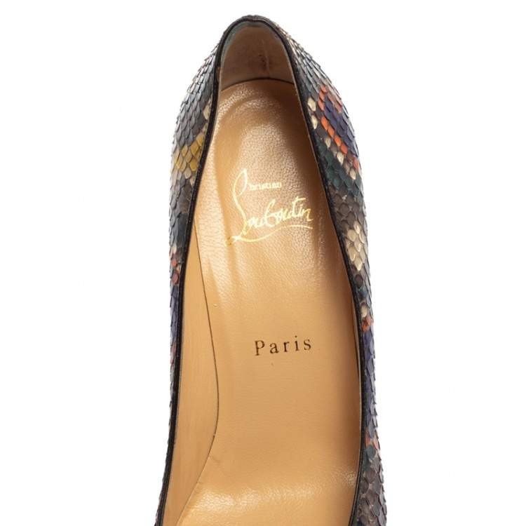 Pre Owned Christian Louboutin Multicolor Python Leather So Kate Pumps Size 37