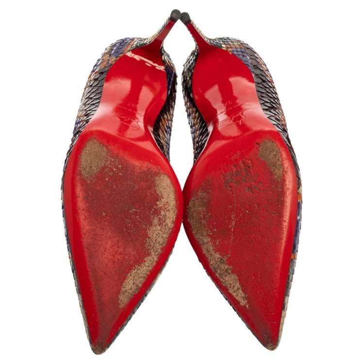 Pre Owned Christian Louboutin Multicolor Python Leather So Kate Pumps Size 37
