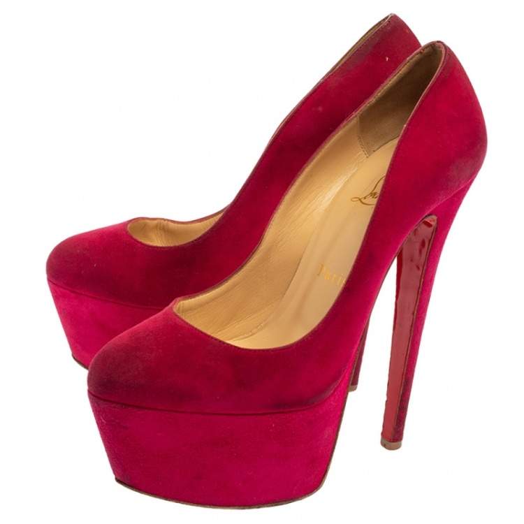 christian louboutin pink suede pumps