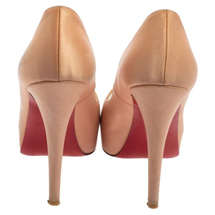 Pre Owned Christian Louboutin Old Rose Pink Satin Very Prive Pumps Size 37.5