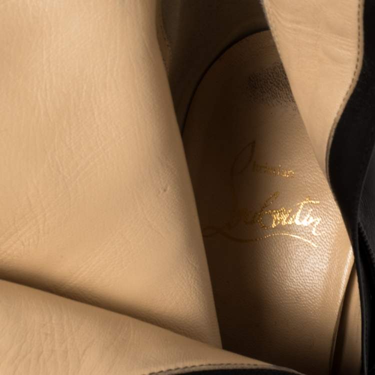 Pre Owned Christian Louboutin Black Leather Botalili Knee Length Boots Size 36