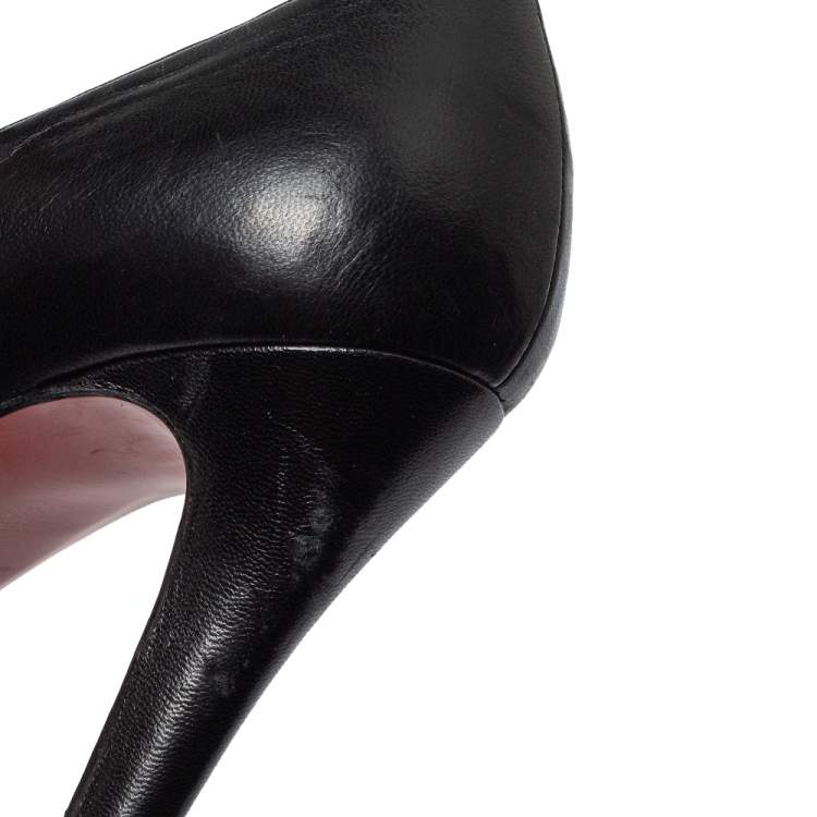 Pre Owned Christian Louboutin Black Leather Bianca  Pumps Size 37