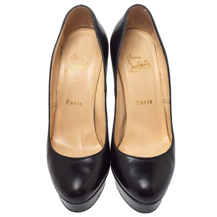 Pre Owned Christian Louboutin Black Leather Bianca  Pumps Size 37