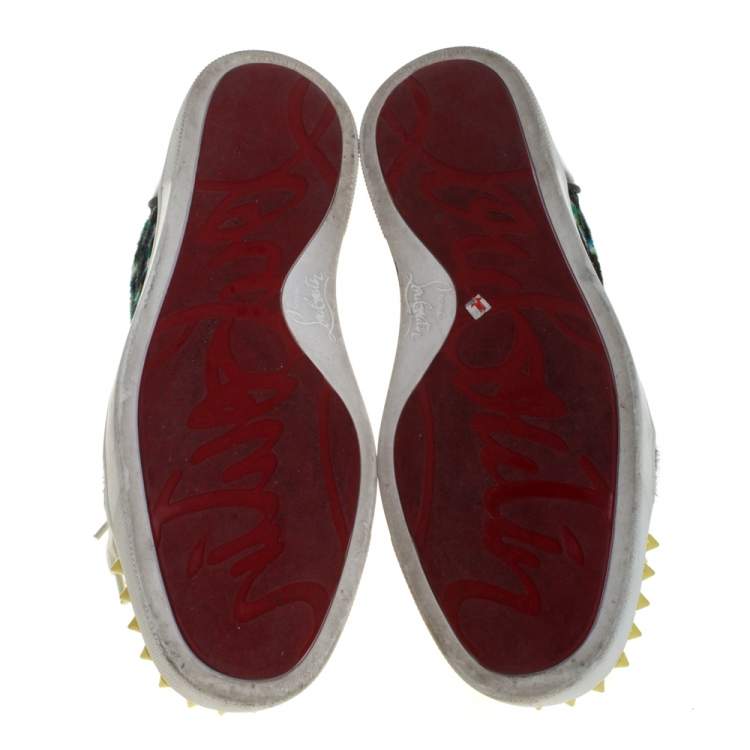 مملوكة مسبقًا Christian Louboutin Multicolor Calf Hair Junior Spike Sneakers Size 37