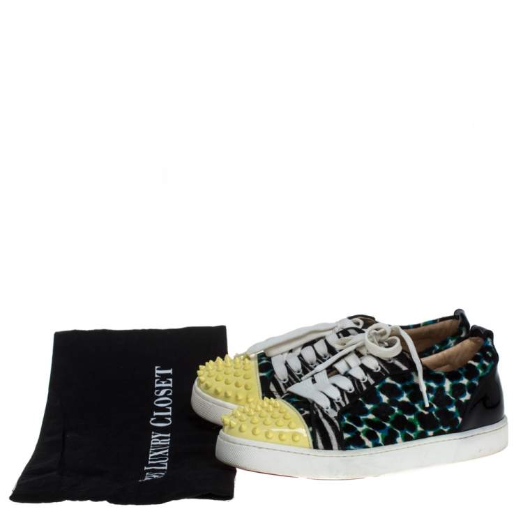 مملوكة مسبقًا Christian Louboutin Multicolor Calf Hair Junior Spike Sneakers Size 37