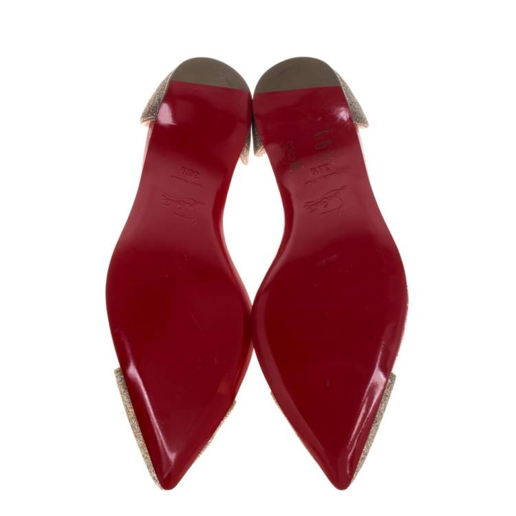مملوكة مسبقًا Christian Louboutin Gold Glitter and PVC Corbeau Pointed Toe Flats Size 36.5