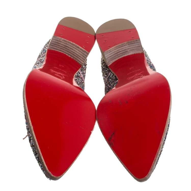 Pre Owned Christian Louboutin Multicolor Glitter Zazou Lace Up Oxfords Size 42