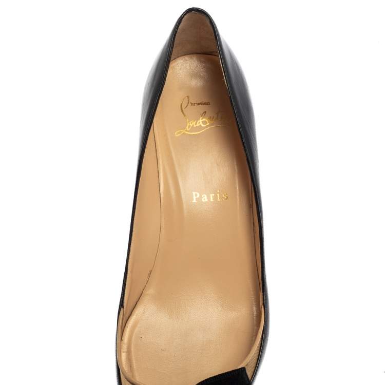 Pre Owned Christian Louboutin Black Leather And Mesh Minima Pumps Size 38.5