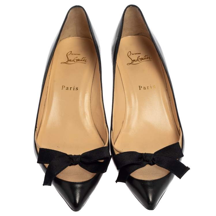 Pre Owned Christian Louboutin Black Leather And Mesh Minima Pumps Size 38.5