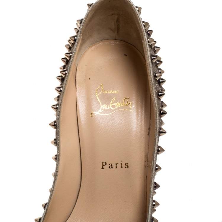 Pre Owned Christian Louboutin Metallic Leather Pigalle Spikes Pumps Size 39.5