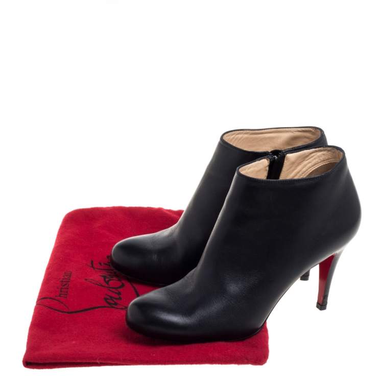 Pre Owned Christian Louboutin Black Leather Belle Ankle Booties Size 37