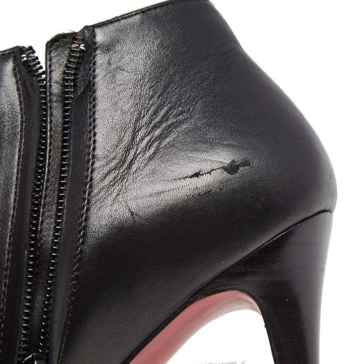 Pre Owned Christian Louboutin Black Leather Belle Ankle Booties Size 37