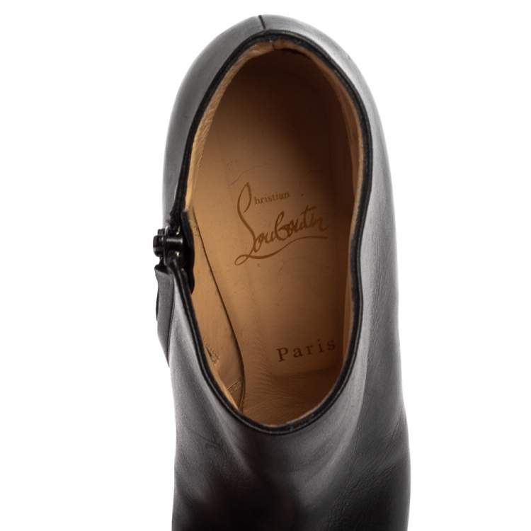 Pre Owned Christian Louboutin Black Leather Belle Ankle Boots Size 39