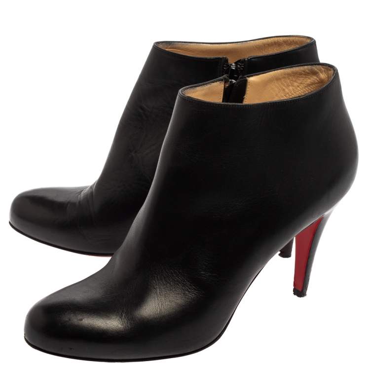 Pre Owned Christian Louboutin Black Leather Belle Ankle Boots Size 39