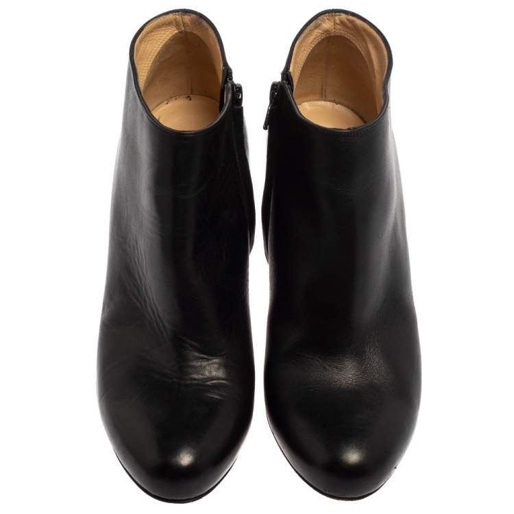 Pre Owned Christian Louboutin Black Leather Belle Ankle Boots Size 39