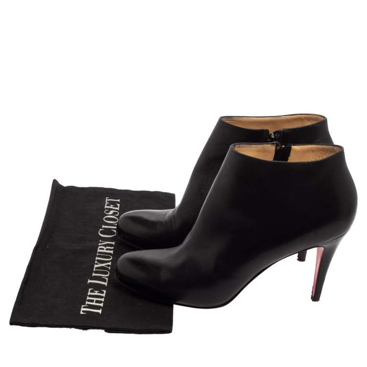 Pre Owned Christian Louboutin Black Leather Belle Ankle Boots Size 39