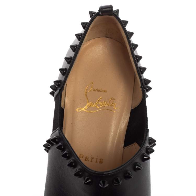 Pre Owned Christian Louboutin Black Leather Vicky Ankle Boots Size 39.5