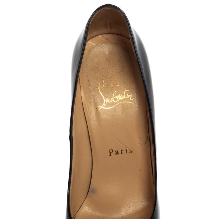 Pre Owned Christian Louboutin Black Patent Leather Bianca Pumps Size 37.5