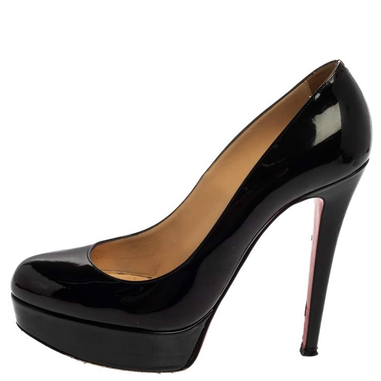 Pre Owned Christian Louboutin Black Patent Leather Bianca Pumps Size 37.5