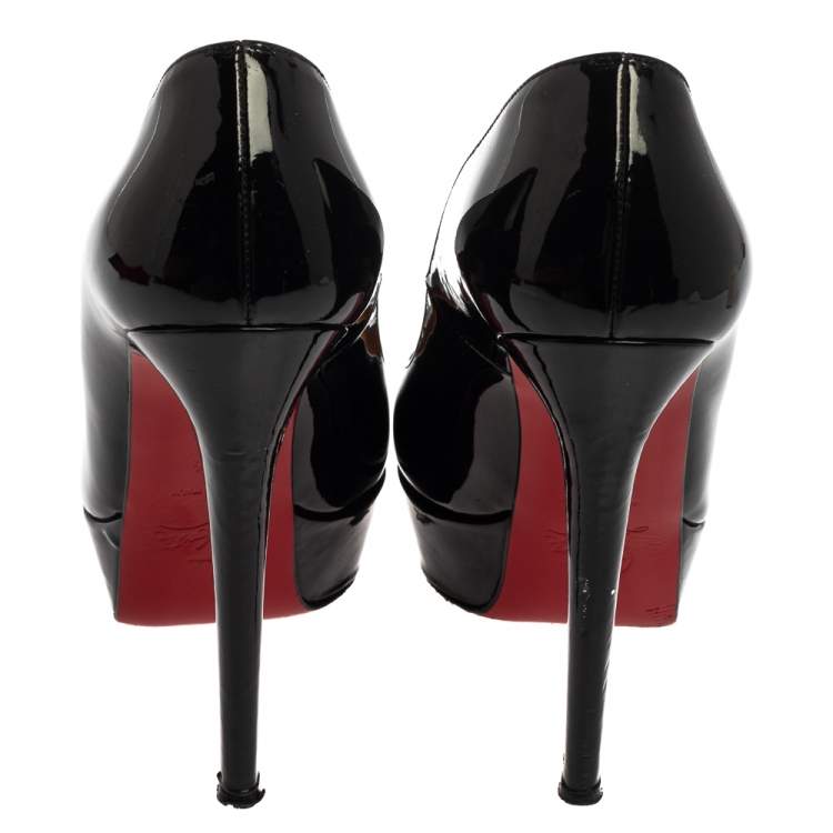 Pre Owned Christian Louboutin Black Patent Leather Bianca Pumps Size 37.5