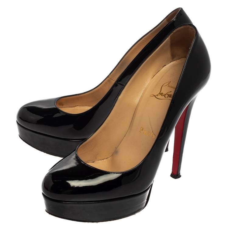 Pre Owned Christian Louboutin Black Patent Leather Bianca Pumps Size 37.5