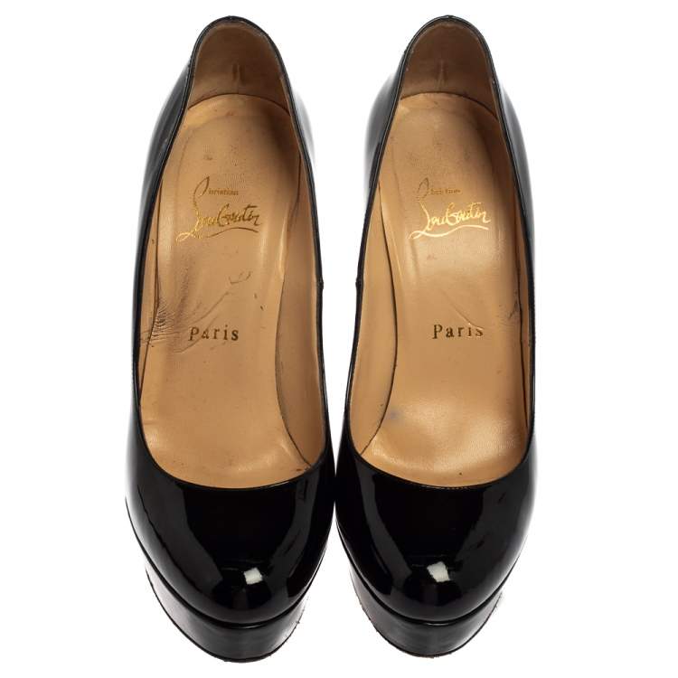 Pre Owned Christian Louboutin Black Patent Leather Bianca Pumps Size 37.5