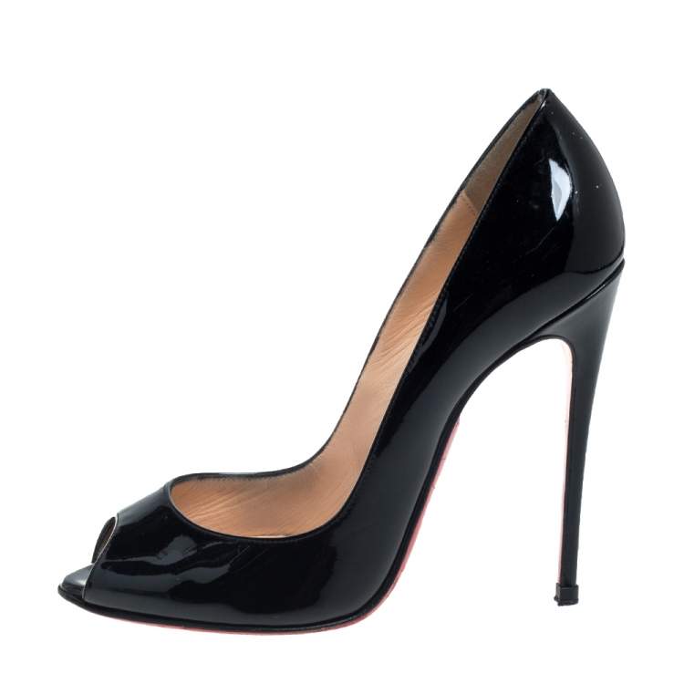 Christian Louboutin Black Patent Leather Very Prive Pumps Size ...