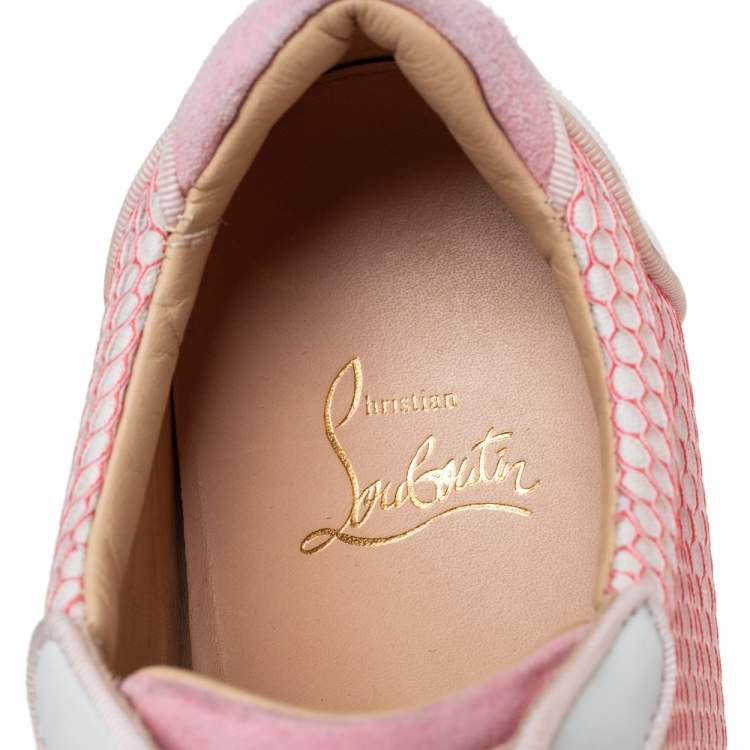 مملوكة مسب�قًا Christian Louboutin Pink Fabric And Patent Leather Spiked Louis Junior Sneakers Size 37