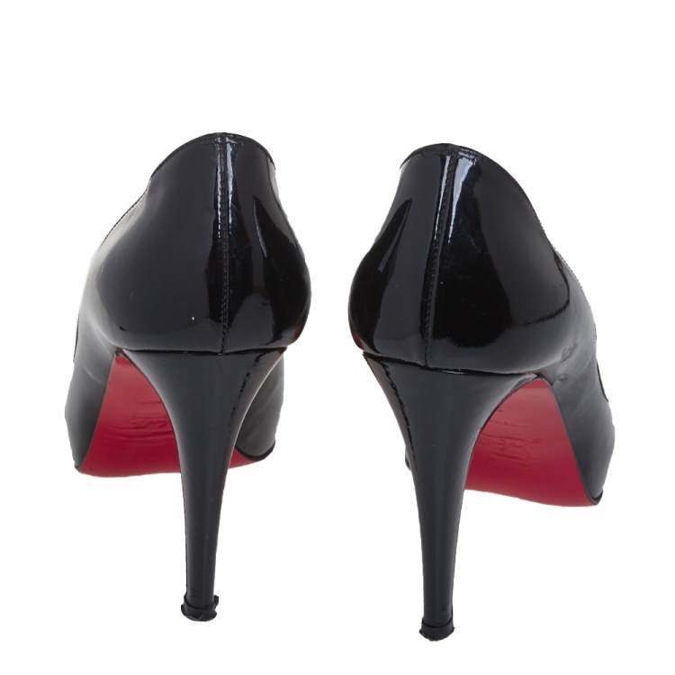 Pre Owned Christian Louboutin Black Patent Leather Very Prive Pumps Size 38