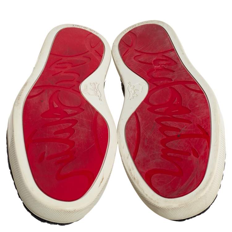 مملوكة مسبقًا Christian Louboutin Burgundy/Black Printed Velvet Jewel Slip On Sneakers Size 37