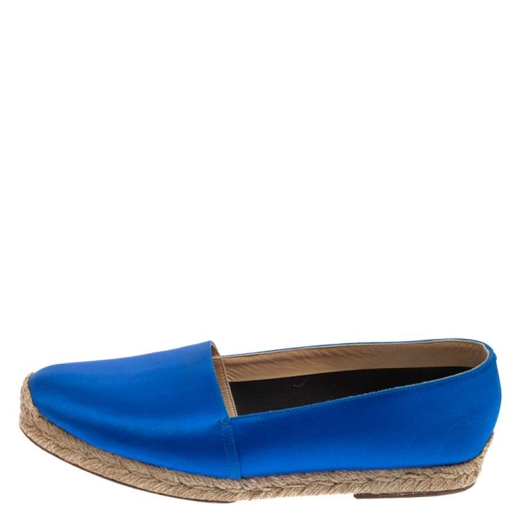 Pre Owned Christian Louboutin Blue Satin Espachica 20  Espadrilles Size 37