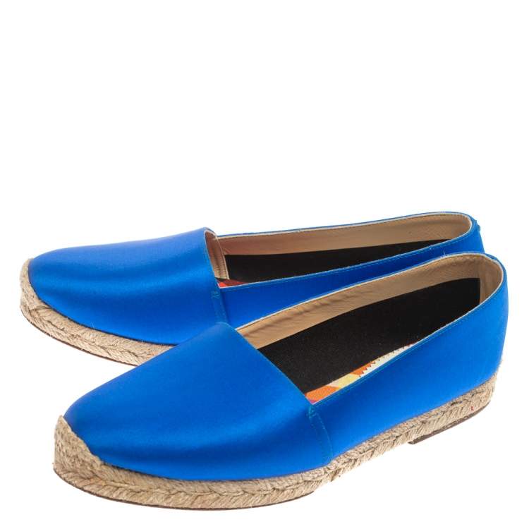 Pre Owned Christian Louboutin Blue Satin Espachica 20  Espadrilles Size 37