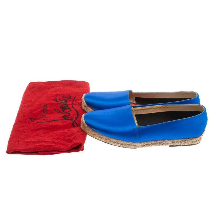Pre Owned Christian Louboutin Blue Satin Espachica 20  Espadrilles Size 37