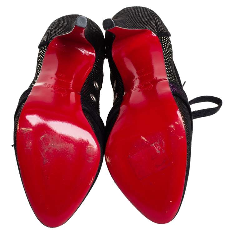 Pre Owned Christian Louboutin Multicolour Sparkling Suede Venus Orlato Booties Size 38