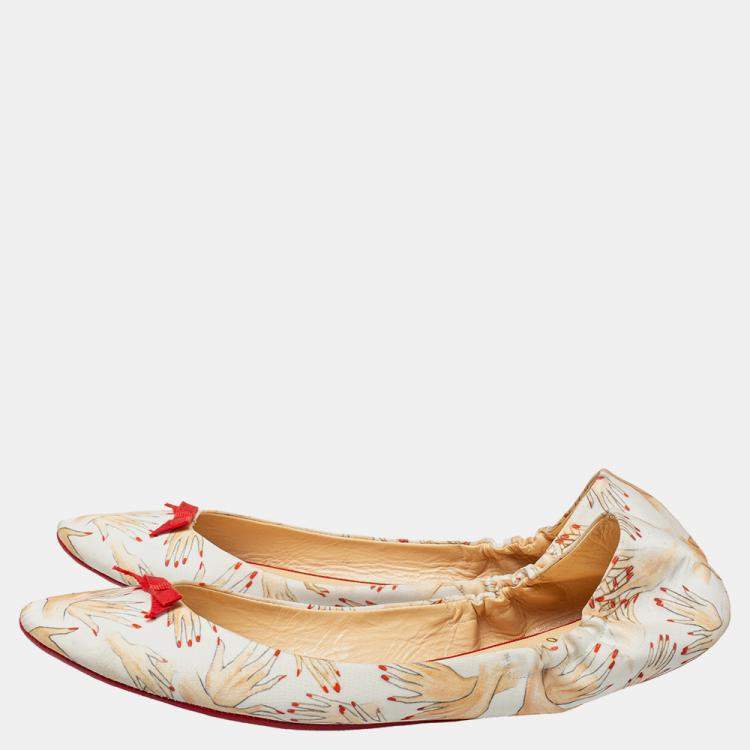 Pre Owned Christian Louboutin Multicolor Satin Air Beauty Scrunch Ballet Flats Size 39