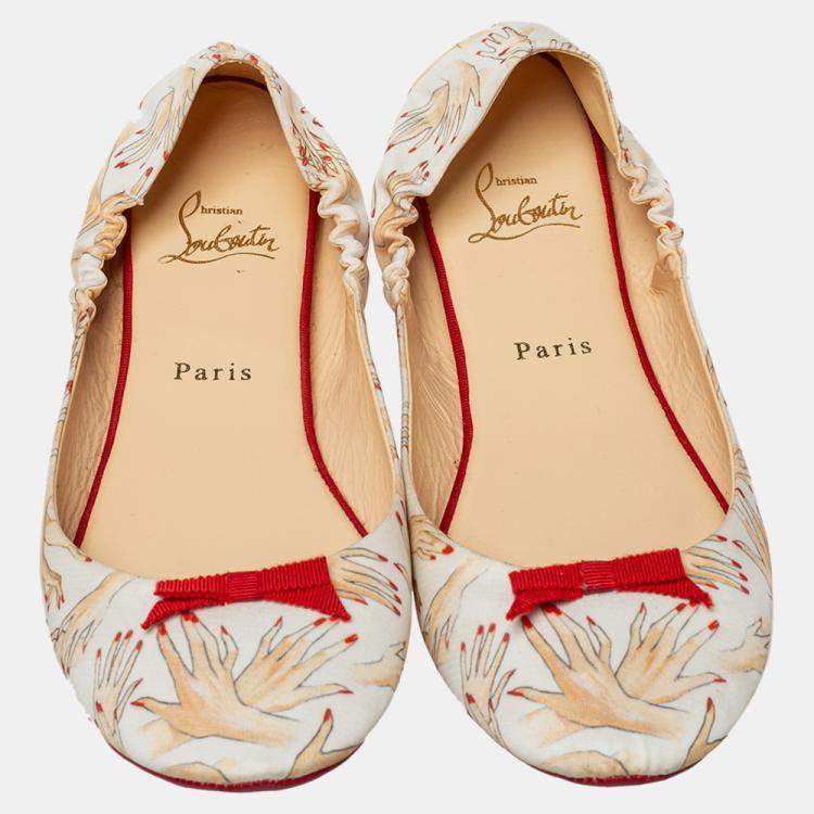 Pre Owned Christian Louboutin Multicolor Satin Air Beauty Scrunch Ballet Flats Size 39