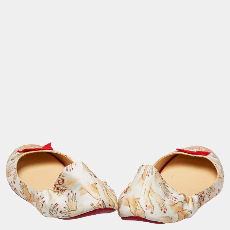 Pre Owned Christian Louboutin Multicolor Satin Air Beauty Scrunch Ballet Flats Size 39