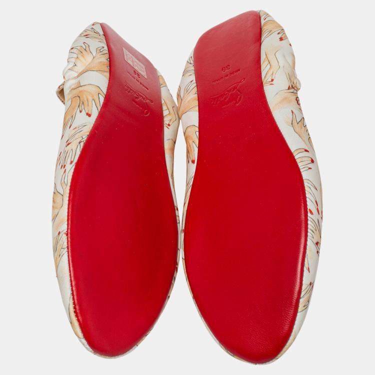 Pre Owned Christian Louboutin Multicolor Satin Air Beauty Scrunch Ballet Flats Size 39