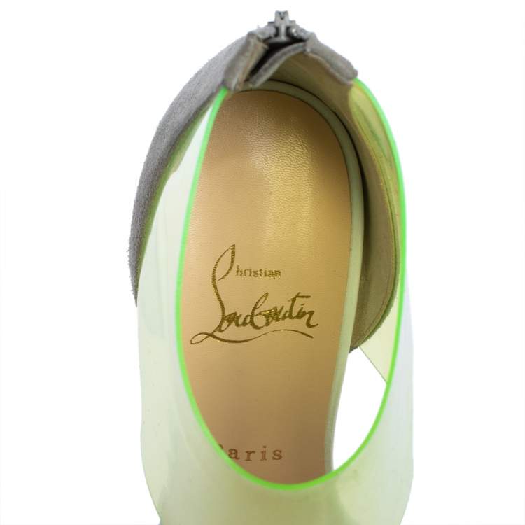 Pre Owned Christian Louboutin Multicolor Leather And PVC Dufoura Platform Sandals Size 36