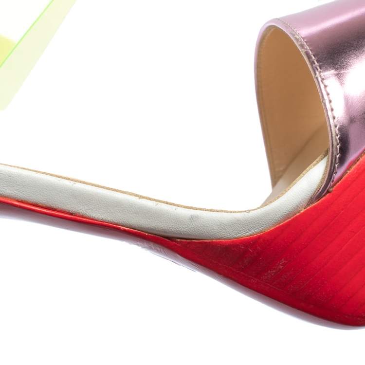 Pre Owned Christian Louboutin Multicolor Leather And PVC Dufoura Platform Sandals Size 36