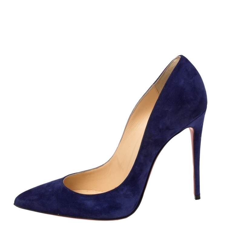 CHRISTIAN LOUBOUTIN Purple Suede Pump SO KATE 100 Pointed Toe 38 NEW