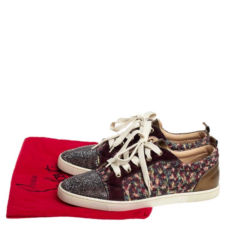 Pre Owned Christian Louboutin Multicolor Suede And Lurex Fabric Gandolastrass Sneakers Size 40