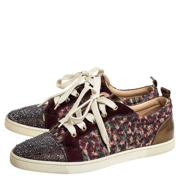 Pre Owned Christian Louboutin Multicolor Suede And Lurex Fabric Gandolastrass Sneakers Size 40