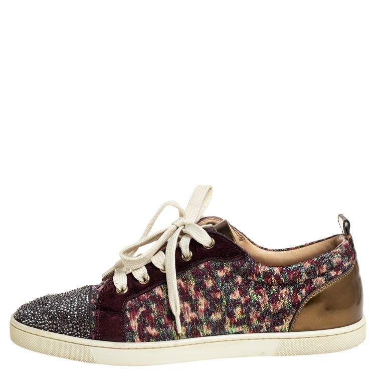 Pre Owned Christian Louboutin Multicolor Suede And Lurex Fabric Gandolastrass Sneakers Size 40