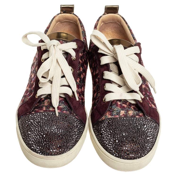 Pre Owned Christian Louboutin Multicolor Suede And Lurex Fabric Gandolastrass Sneakers Size 40