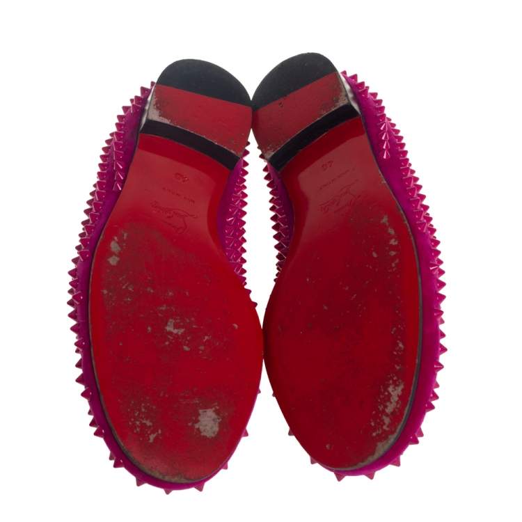 مملوكة مسبقًا Christian Louboutin Pink Suede Leather Rolling Spikes Loafers Size 40