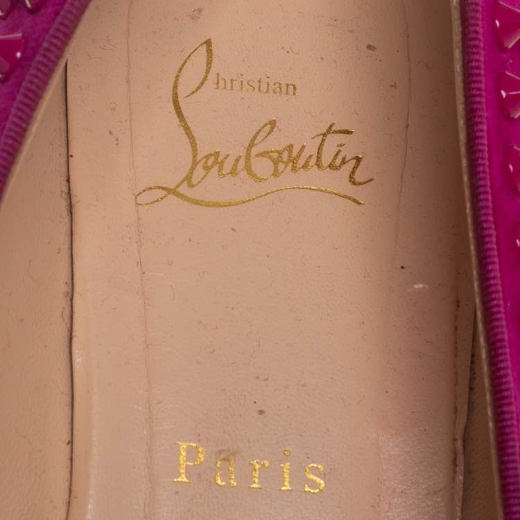 مملوكة مسبقًا Christian Louboutin Pink Suede Leather Rolling Spikes Loafers Size 40