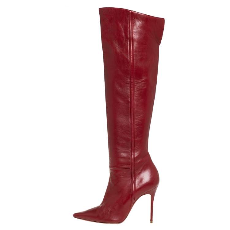 Christian Louboutin Red Leather High Boots Size 38 Christian Louboutin