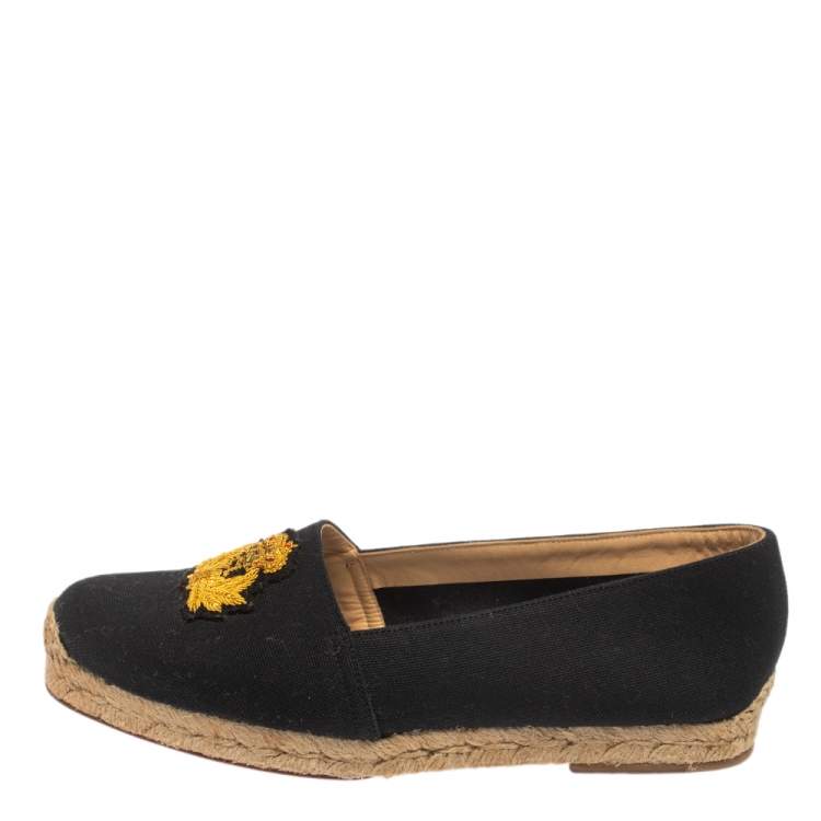 Pre Owned Christian Louboutin Black Canvas Gala  Loafers Size 38